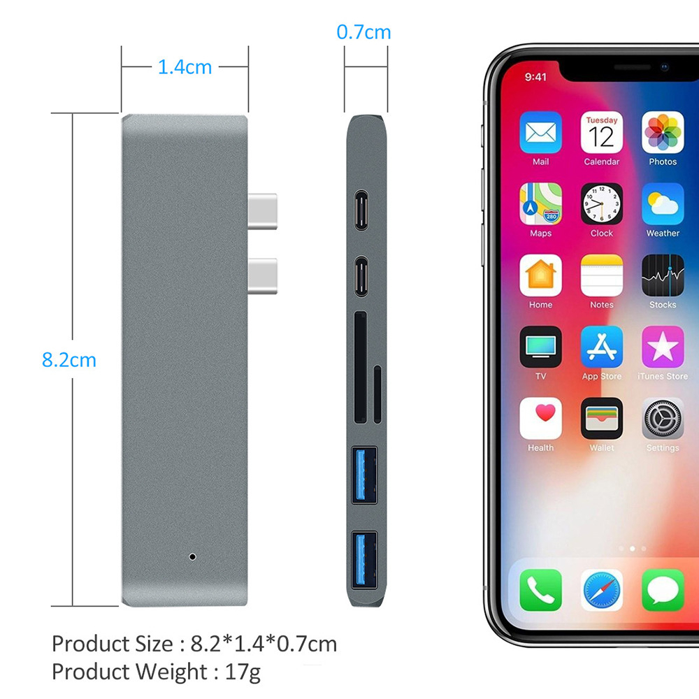 Tj Box Converter 7 In 1 Two USB type C Hub To Multi HDMI Adapter