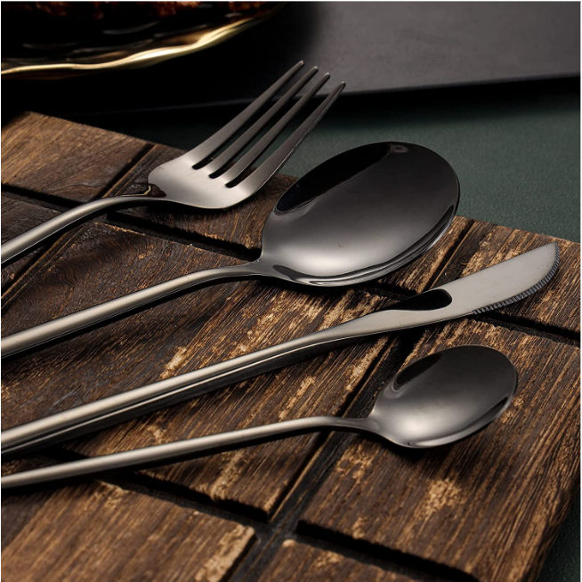 Set Alat Makan Sendok Garpu Pisau Cutlery Western Style 24 PCS Peralatan Makan Desain Minimalis Nyaman Digunakan