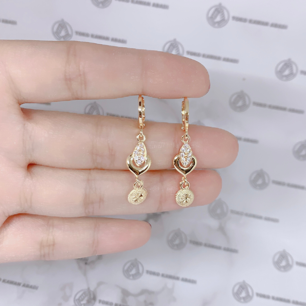 Anting Xuping Gold Perhiasan Fashion Wanita Model Ring Batu Putih *04