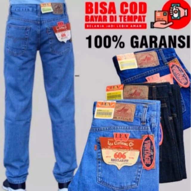 CELANA JEANS LEA PRIA ORIGINAL 100% // CELANA JEANS STANDAR 606 TEBAL