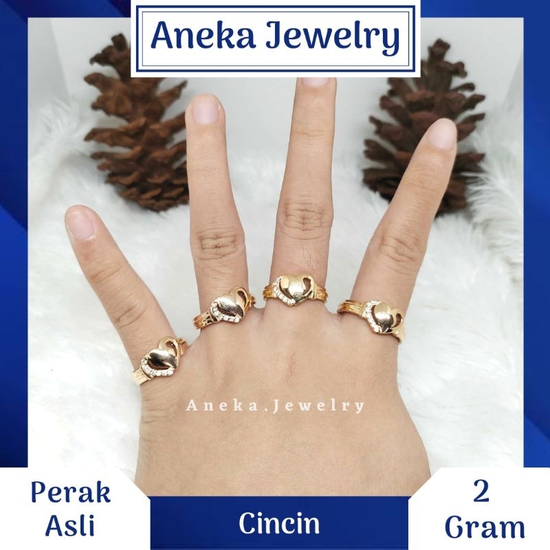 Cincin Love Variasi, Perak 925, Sepuh Emas Kuning / Putih