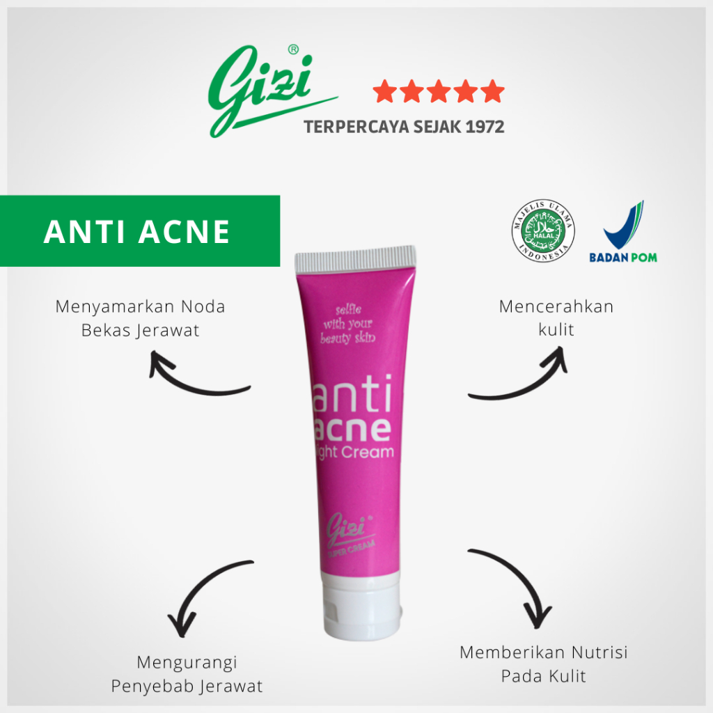 Krim Malam Anti Acne Night Crem Perawatan Krem Wajah Jerawat BPOM Gizi Super Cream Original