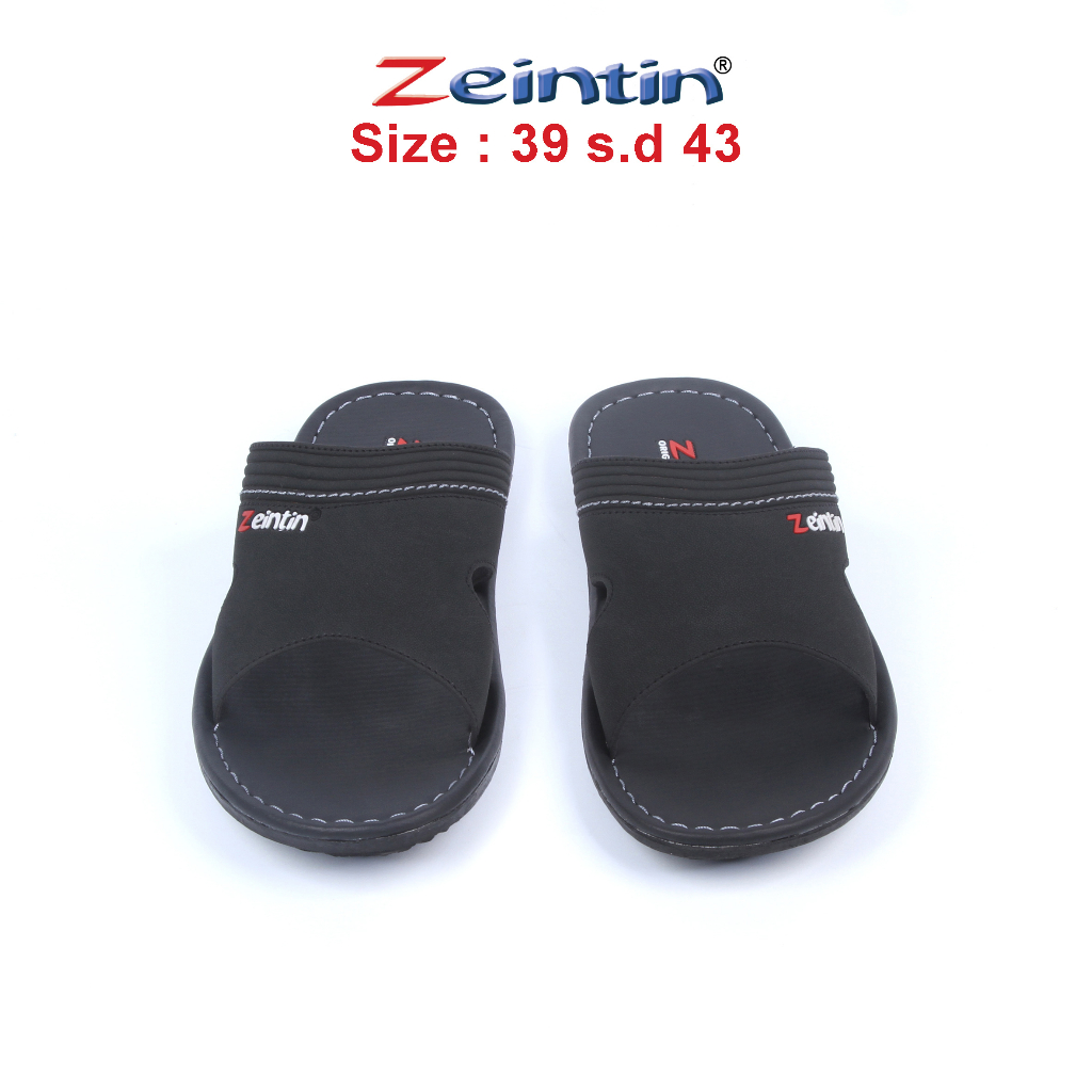 Zeintin - Sandal Pria Sepatu Sendal Kulit Sintetis  Pria Slip On Pria Sandal Slide Sol Karet NT