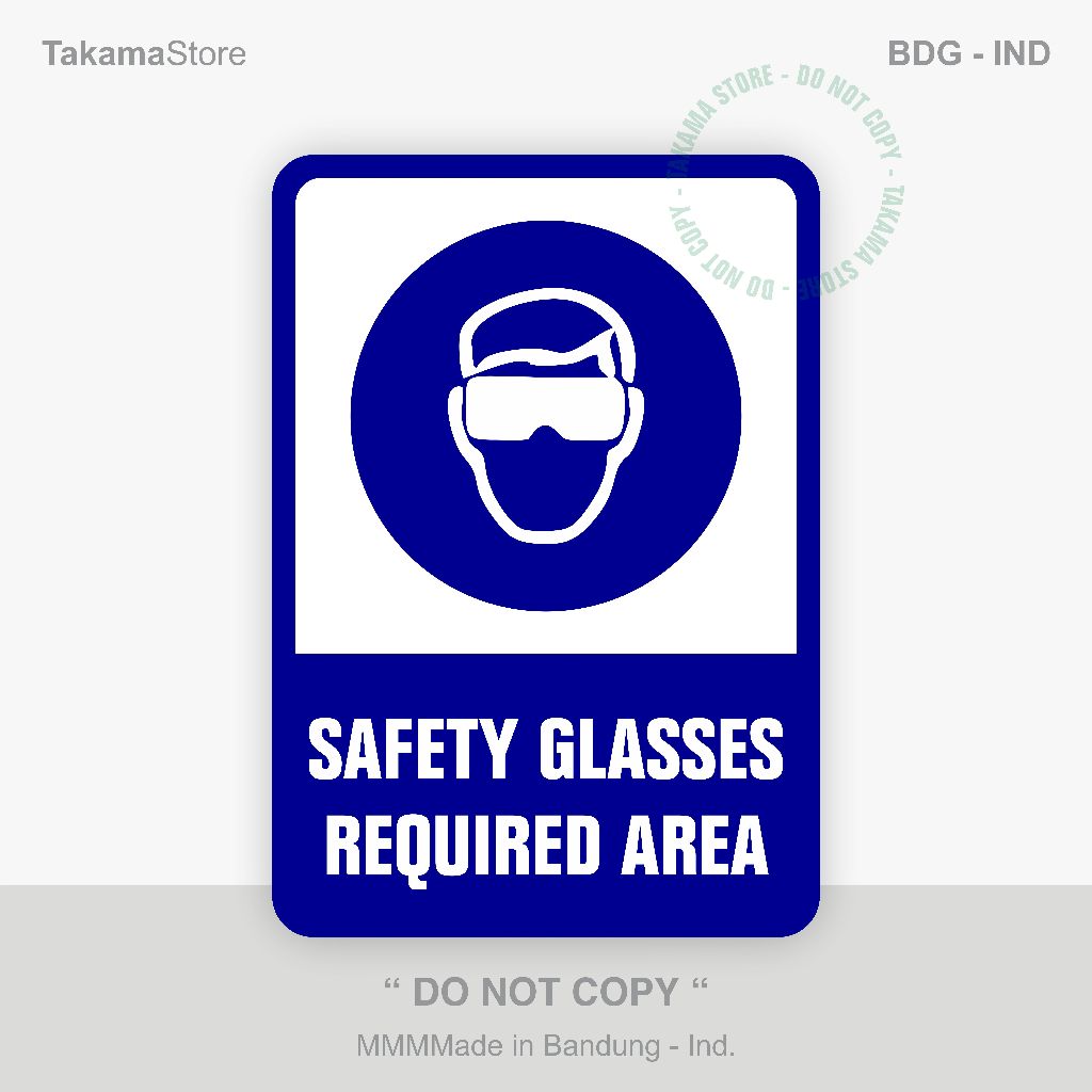 

Safety glasses required area sign - Size 35cm x 50cm - Alumunium plate