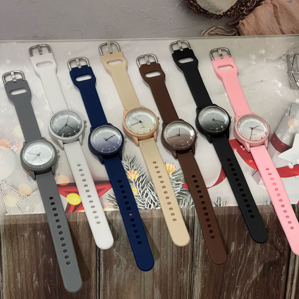 (KW) COD Jam Tangan Analog Wanita Bentuk Bulat Strap Rubber GS-44