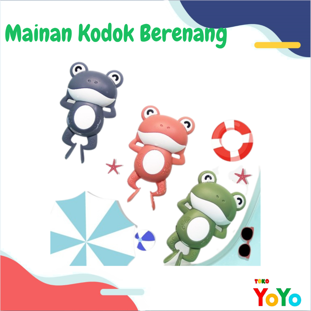 TokoYoyo Mainan Mandi Anak Bayi Kodok Katak Berenang Dalam Air Baby Bath Toy Bisa Berenang Diputar