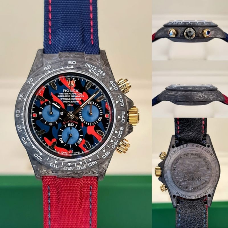 JSR 2127 JAM TANGAN PRIA ROLEX DIW MILITARY RED CARBON DAYTONA SUPER PREMIUM