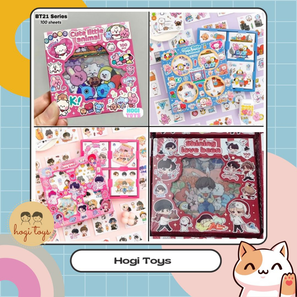 

100 Lembar Sticker Box BTS BT21 Tinytan Korea Waterproof Stiker Jungkook Jimin