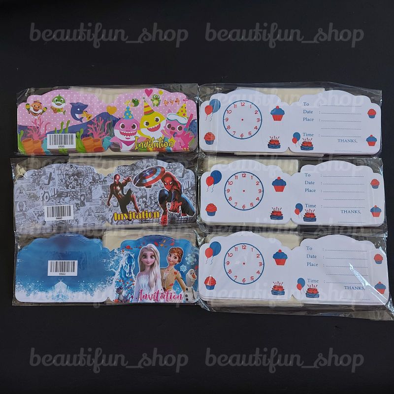 10pcs Undangan ulang tahun anak lipat | kartu undangan ulang tahun anak | undangan ultah anak model 