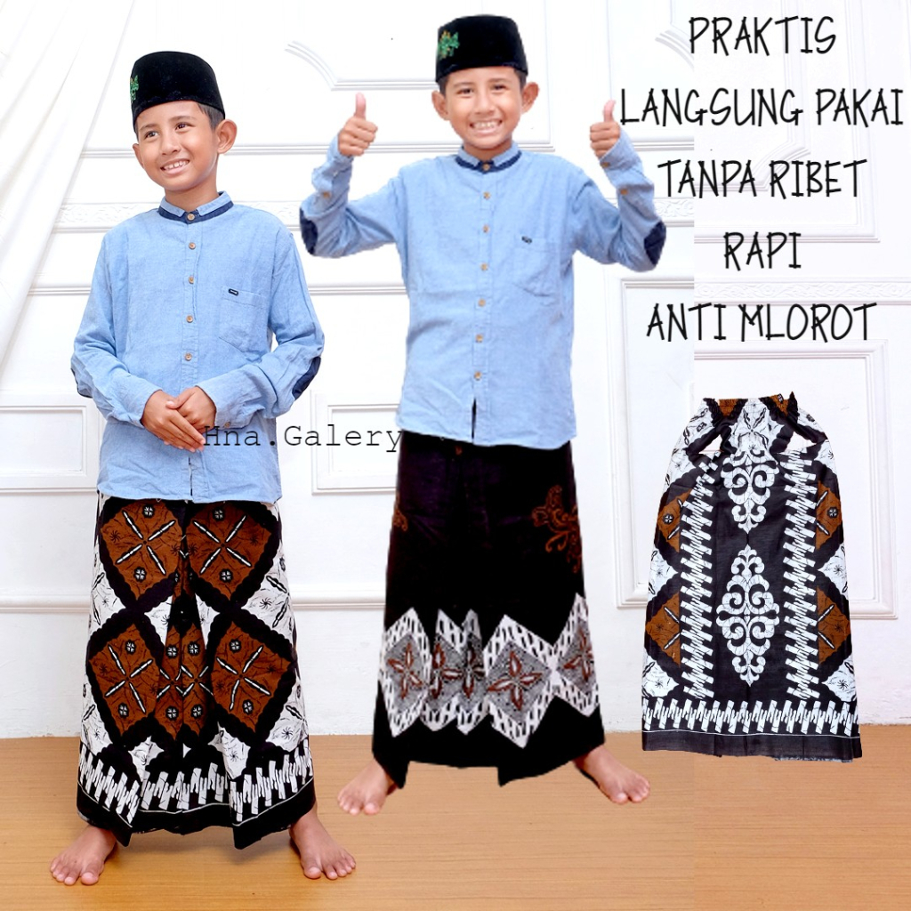SARUNG INSTAN ANAK LAKI LAKI USIA 2-10 TAHUN / SARUNG INSTAN MOTIF BATIK / SARUNG INSTAN ANAK LAKI L