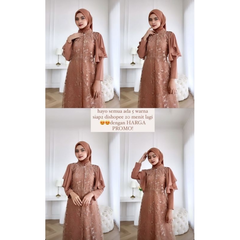 GEORGINA DRESS SET OUTER CERUTY MIX BRUKAT/GHINA SET/GAMIS PESTA KONDANGAN TERBARU/DRESS MODERN KEKINIAN/FAR MOSLEMSTORE