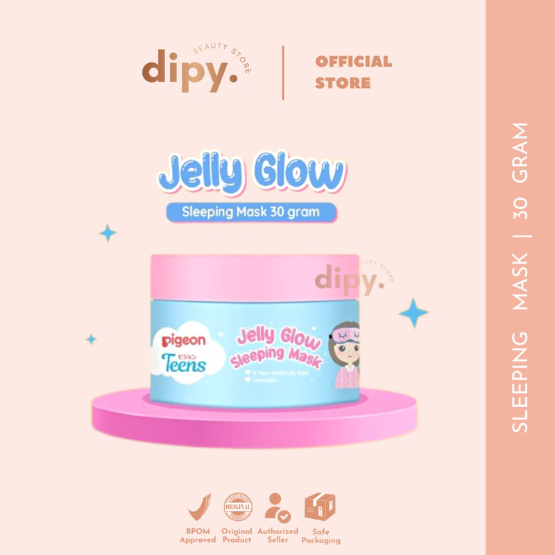 PIGEON TEENS - Jelly Glow Sleeping Mask 30 Gram Masker Pelembab Pencerah Moisturizer Skincare Wajah Remaja With Jojoba Chamomile Hyaluronic Acid Ceramide Viral BPOM