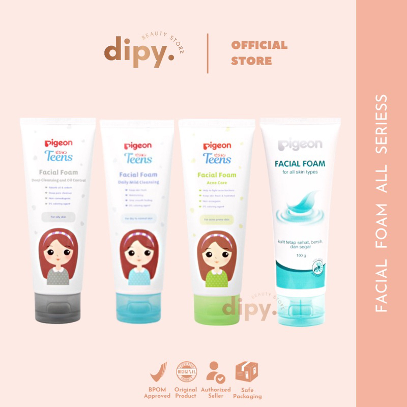 PIGEON TEENS - Facial Foam Daily Milk Mild Deep Cleansing Oil Control Acne Care For All Skin Types With Jojoba Oil Chamomile Sabun Pembersih Wajah  Muka Non Alcohol Semua Jenis Kulit Remaja Normal Sensitive Berminyak Berjerawat Viral BPOM