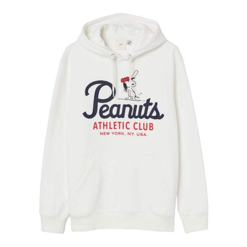 ( 8.8 ) Hoodie H&amp;M Unisex Peanuts Athletic Sablon, Flecee Katun lembut, Free Papperbag