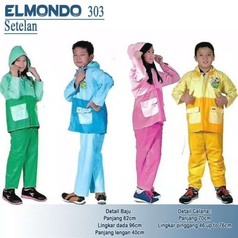 Jas Hujan Anak Setelan Jaket Celana Elmondo