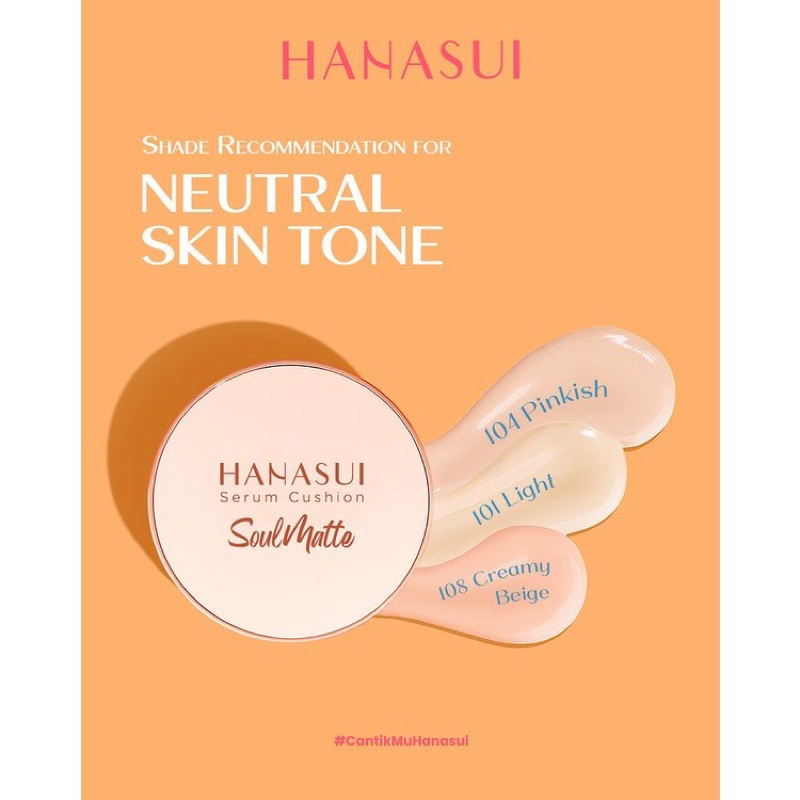 HANASUI Serum Cushion Soulmatte Full Coverage | Light | Natural | Medium | Pinkish