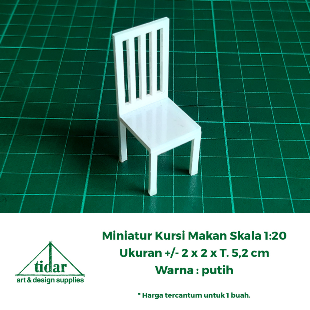 

[MR] AE - Miniatur Maket Kursi Makan Skala 1:20 Warna Putih Model Minimalis