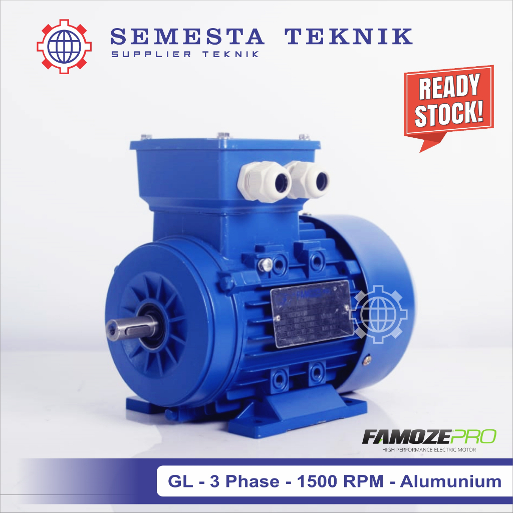 Famoze Pro GL Dinamo Motor 3 Phase Body Alumunium Type GL 10 HP 1500 RPM 4 Pole Electric Motor 10 PK