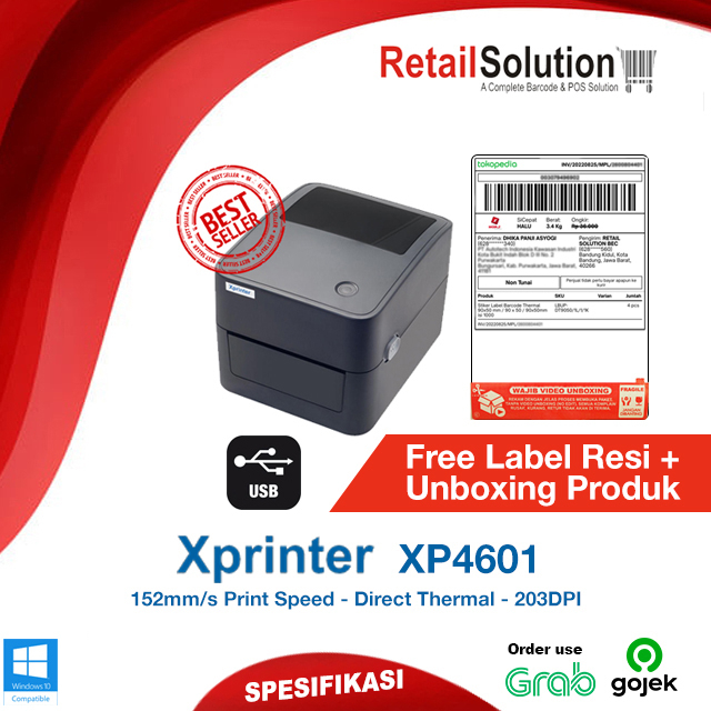 Printer Label Thermal  Xprinter XP4601 D / XP-D4601 / XPD4601 / XP 4601