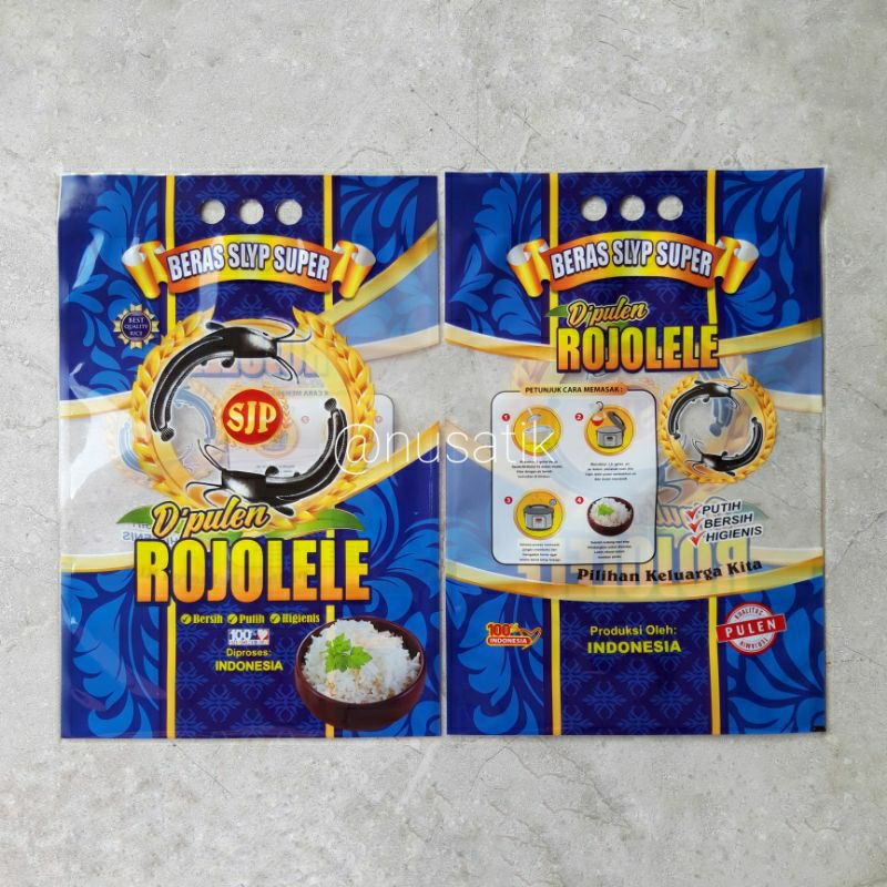 100pcs kemasan plastik laminasi 5kg merek rojolele