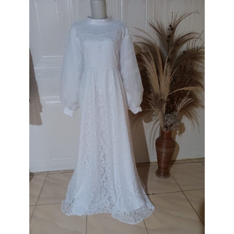 gamis akad nikah putih