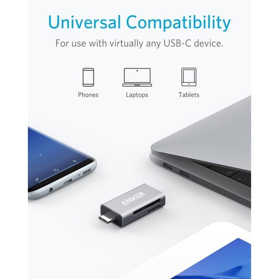 Anker USB-C Memory Card Reader 2in1 MicroSD TF SD Card MMC OTG - A8370
