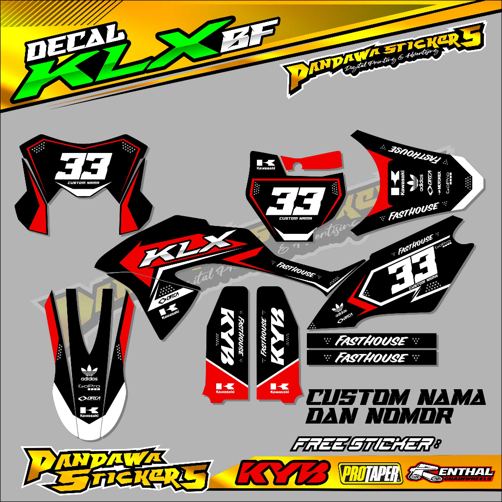DECAL STICKER KLX 150 BF FULL BODY /  DECAL KAWASAKI KLX 150 BF KSR Oneonenine Design