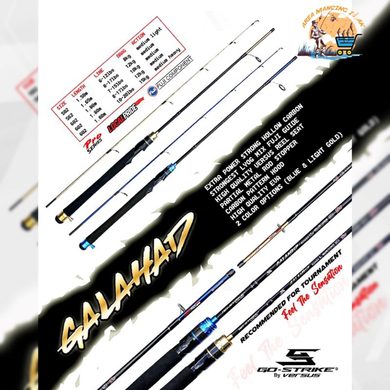 Joran GOSTRIKE BY VERSUS GALAHAD 150cm/165cm/180cm Fuji Guide - Hollow Carbon