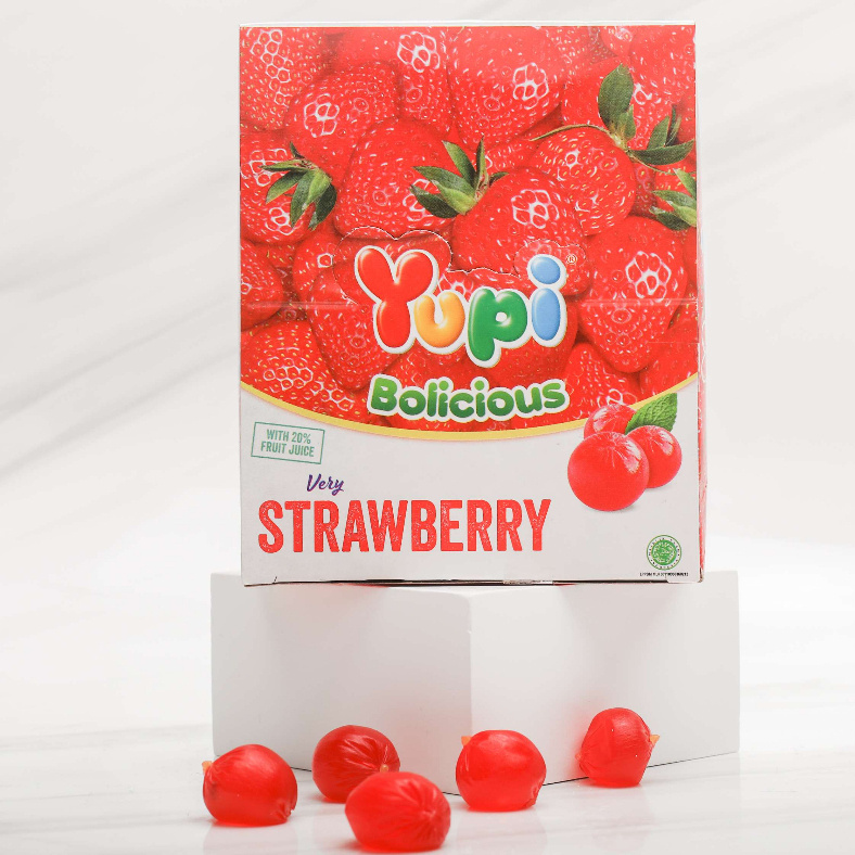 

Yupi Bolicious Strawberry Aneka Rasa 8 gram isi 24pcs