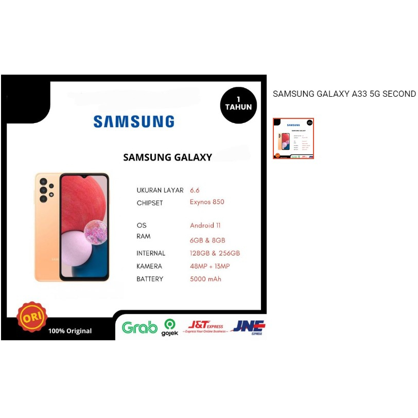 SAMSUNG GALAXY A33 5G SECOND
