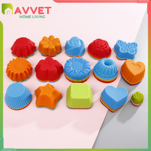 AVVET Silikon Partisi Bento Sekat Silikon Tebal Bekal Anak BPA Free Hiasan Makanan Bento Silicone Cup Bekal Anak Cetakan Cupcake Muffin Premium Import