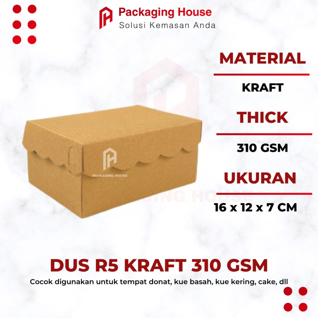 

[ 10 pcs ] Dus R5 Kraft 310 Gsm | Dus Jajan 16 x 12 x 7 Renda | Dus R5 | Dus Snack | Dus Coklat Hajatan |