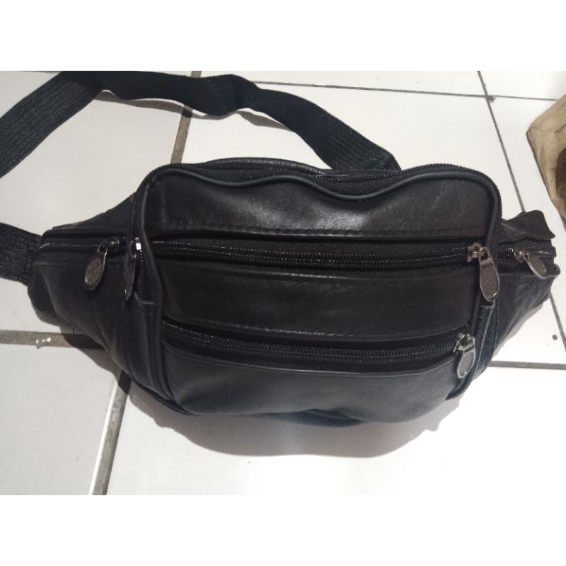 TAS PINGGANG KULIT UK BESAR BAHAN KULIT import ada 7 ruang