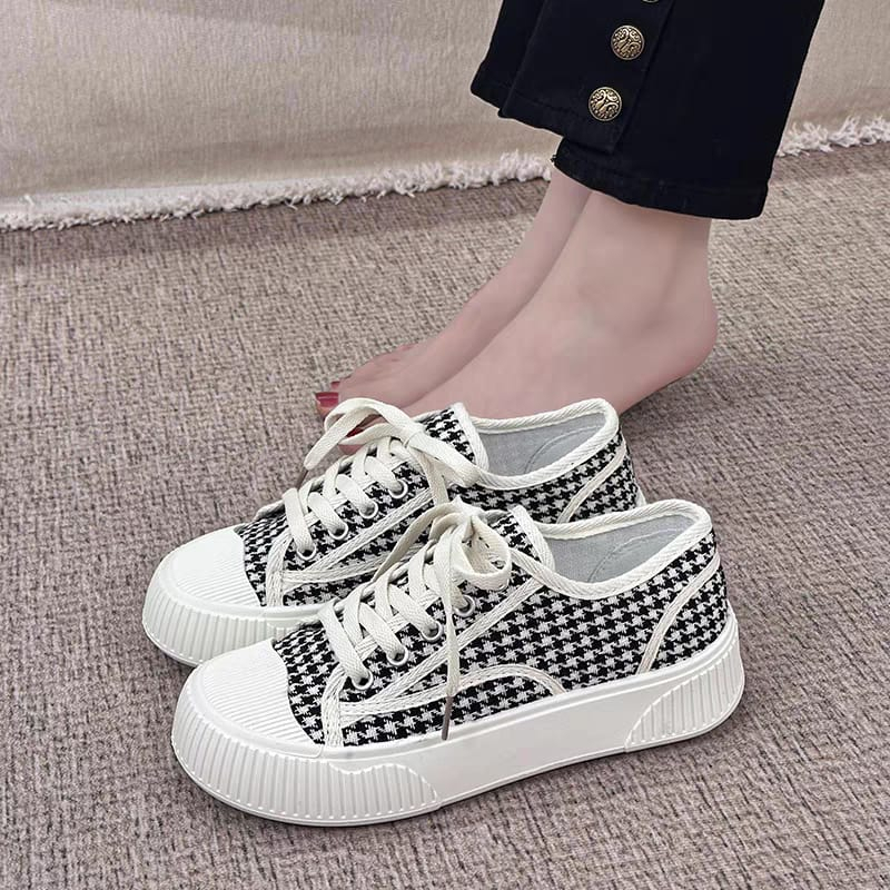 COD POS 562 Sepatu Wanita Import Fashion Corak Belang Produk Semi Sintetis Premium