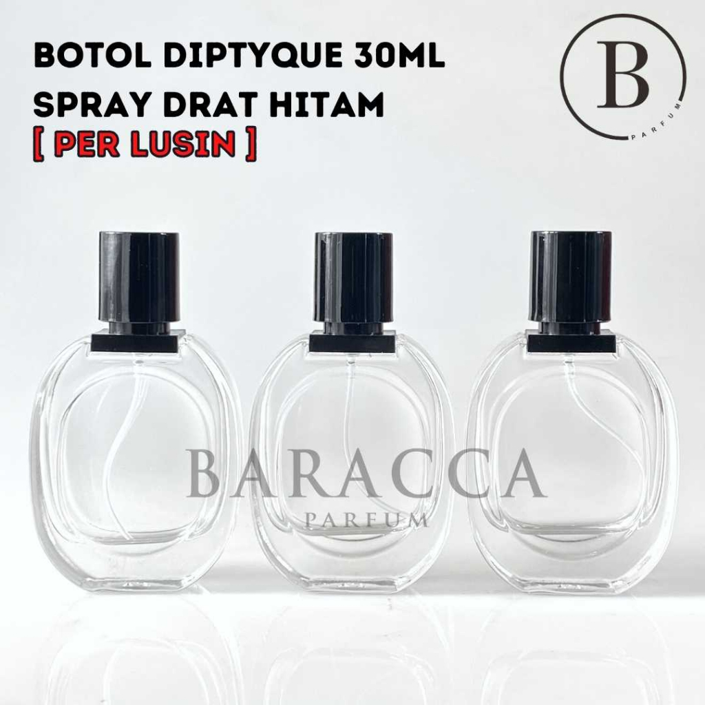 Botol Parfum Diptyque 30ML Drat Hitam - Botol Parfum Oval 30ML - Botol Parfum 30ML