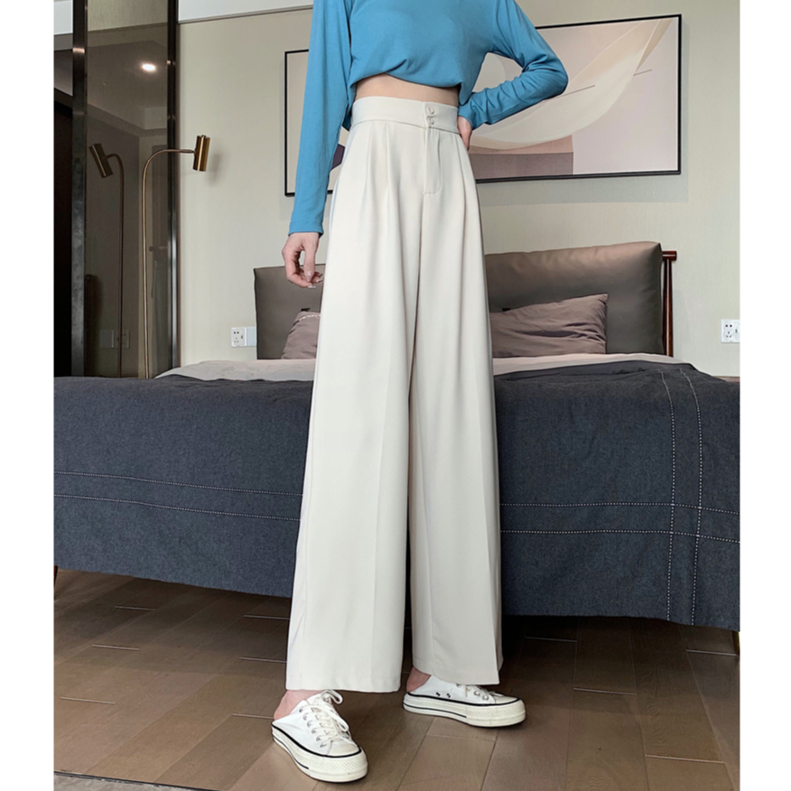 XIAOZHAINV Celana Kulot Casual Wanita Longgar Lurus Highwaist Pants Korean Style 8806