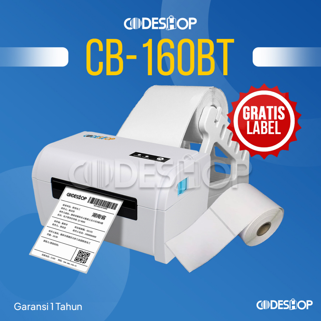 CODESHOP Printer Barcode Thermal CB 160 BT USB &amp; Bluetooth