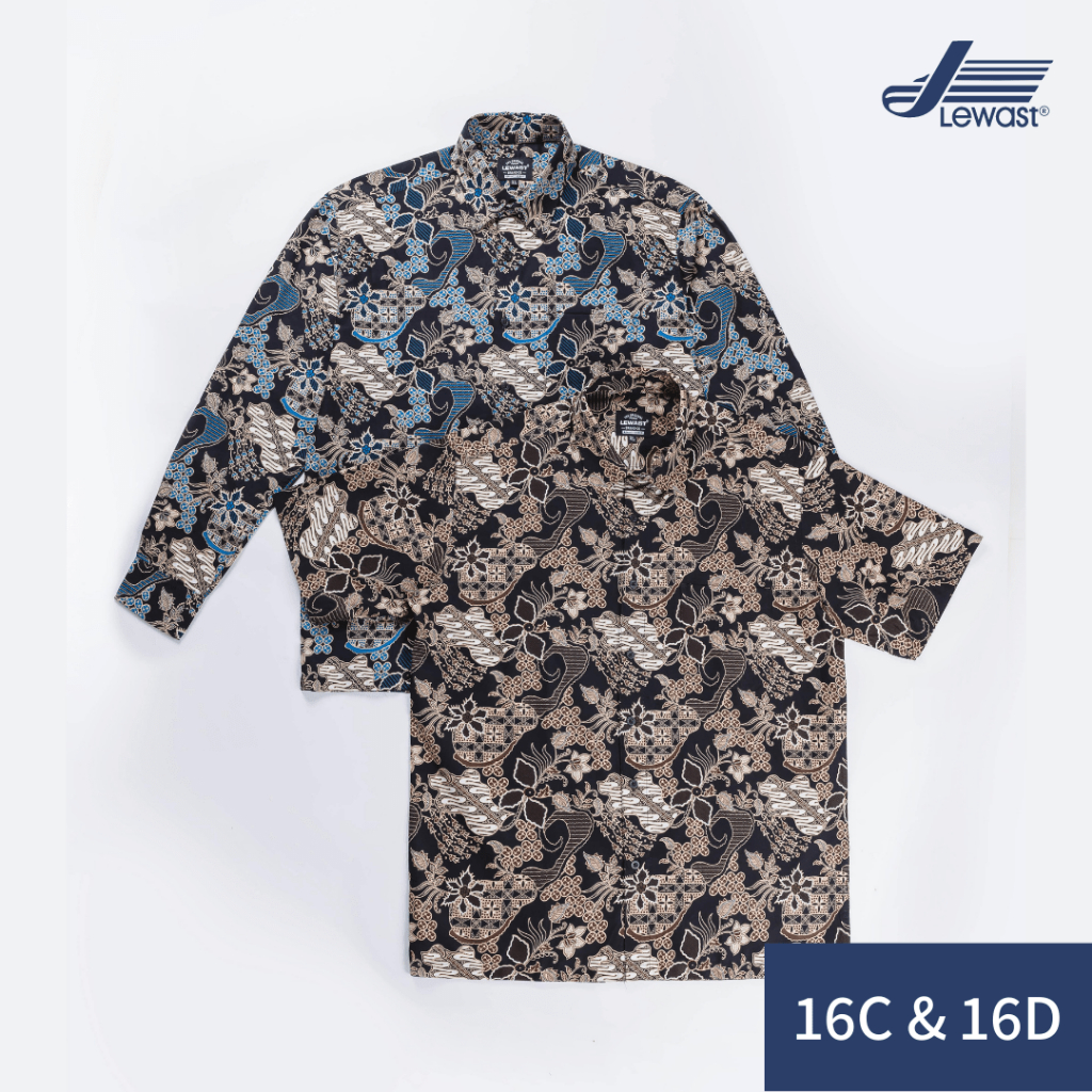 LEWAST Batik Modern Pria Kemeja Lengan Panjang & Pendek 16C 16D