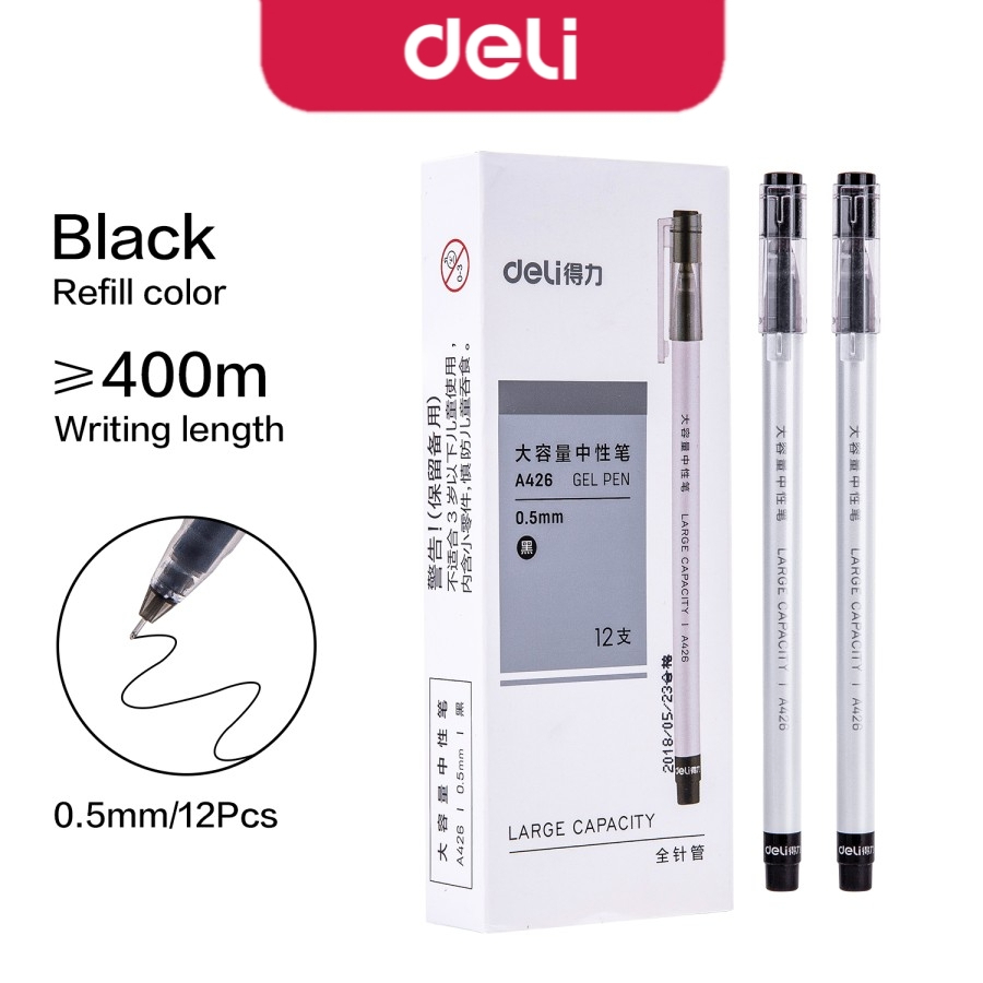 

Deli A426- Gel Pen Needle Tip 0.5 mm Black