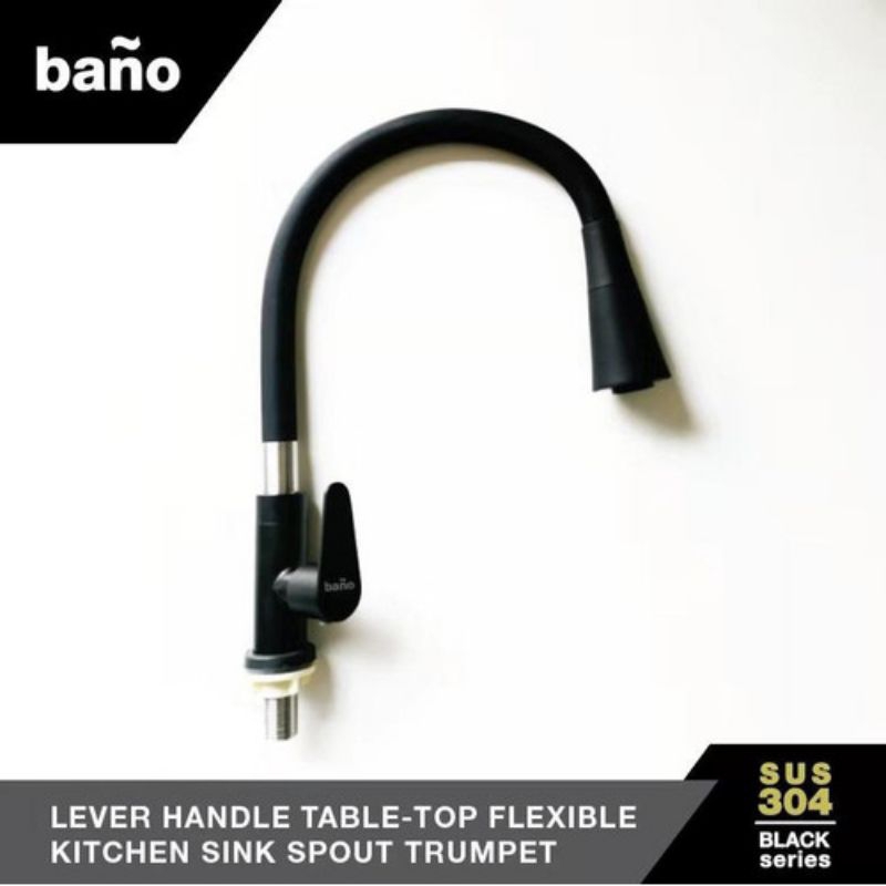 Kran Kitchen Sink BANO Stainless SUS 304 Hitam Black Model Tanam Kran Dapur