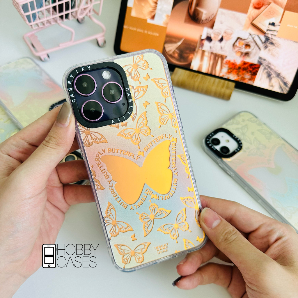 Casetify Butterfly Casing Kupu Kupu Aurora Hologram Case iPhone X XR XS 11 12 13 14 PRO MAX