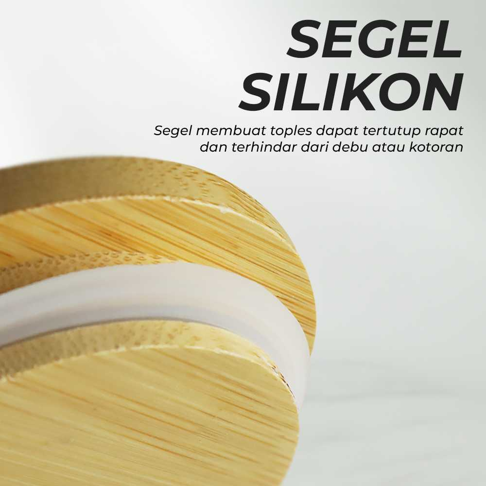 Toples Keramik Tutup Bambu Penyimpanan Makanan Ceramic Storage Jar Wadah Tempat Simpan Snack Cemilan Berkualitas