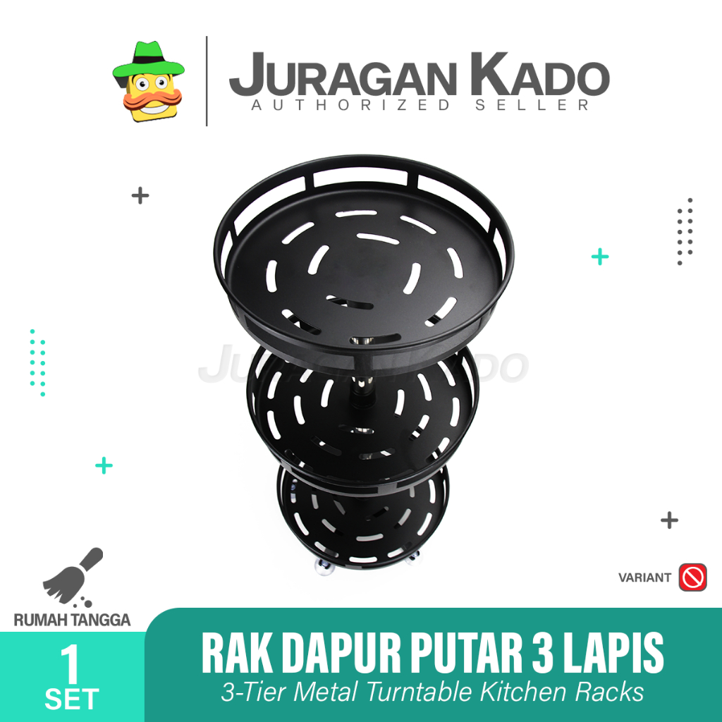 Rak Bumbu Dapur 3 Susun Rak Putar Steinless Bumbu Dapur Serbaguna Berputar 360 Derajat