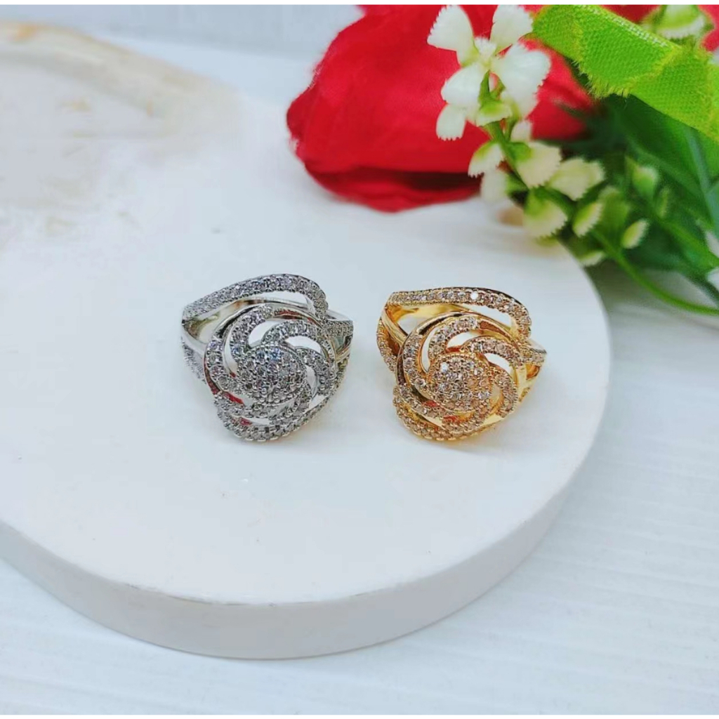 Cincin Xuping Mata Full Lapis Emas Perhiasan Fashion R045/R046