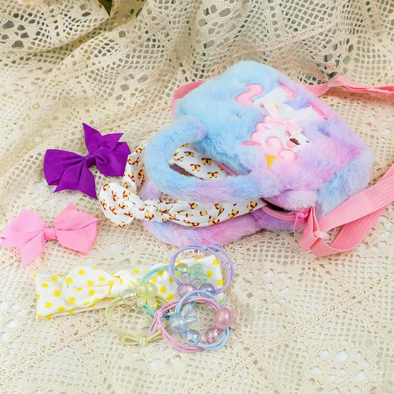 Baru tas persegi kecil lucu tas tangan anak-anak kartun unicorn tas bahu persegi mewah TK gadis Messenger