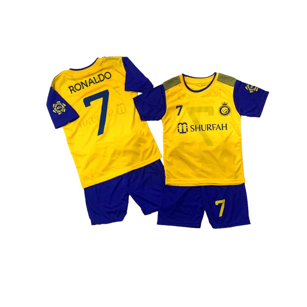 Jersey Anak Al NASR Ronaldo Anak Setelan Jersey Anak Ronaldo Al Nasr Full Print