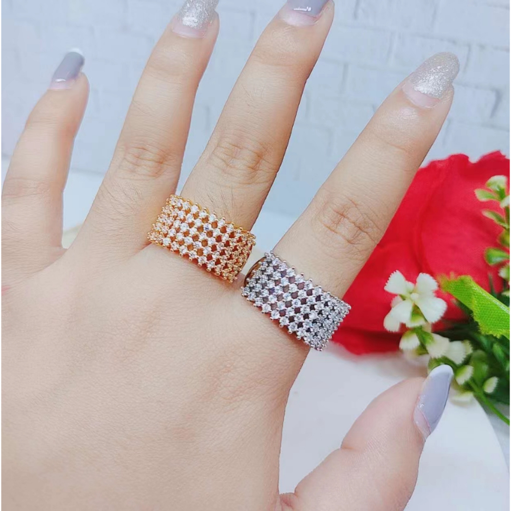 Cincin Xuping Mata Full Lapis Emas Perhiasan Wanita R047/R048