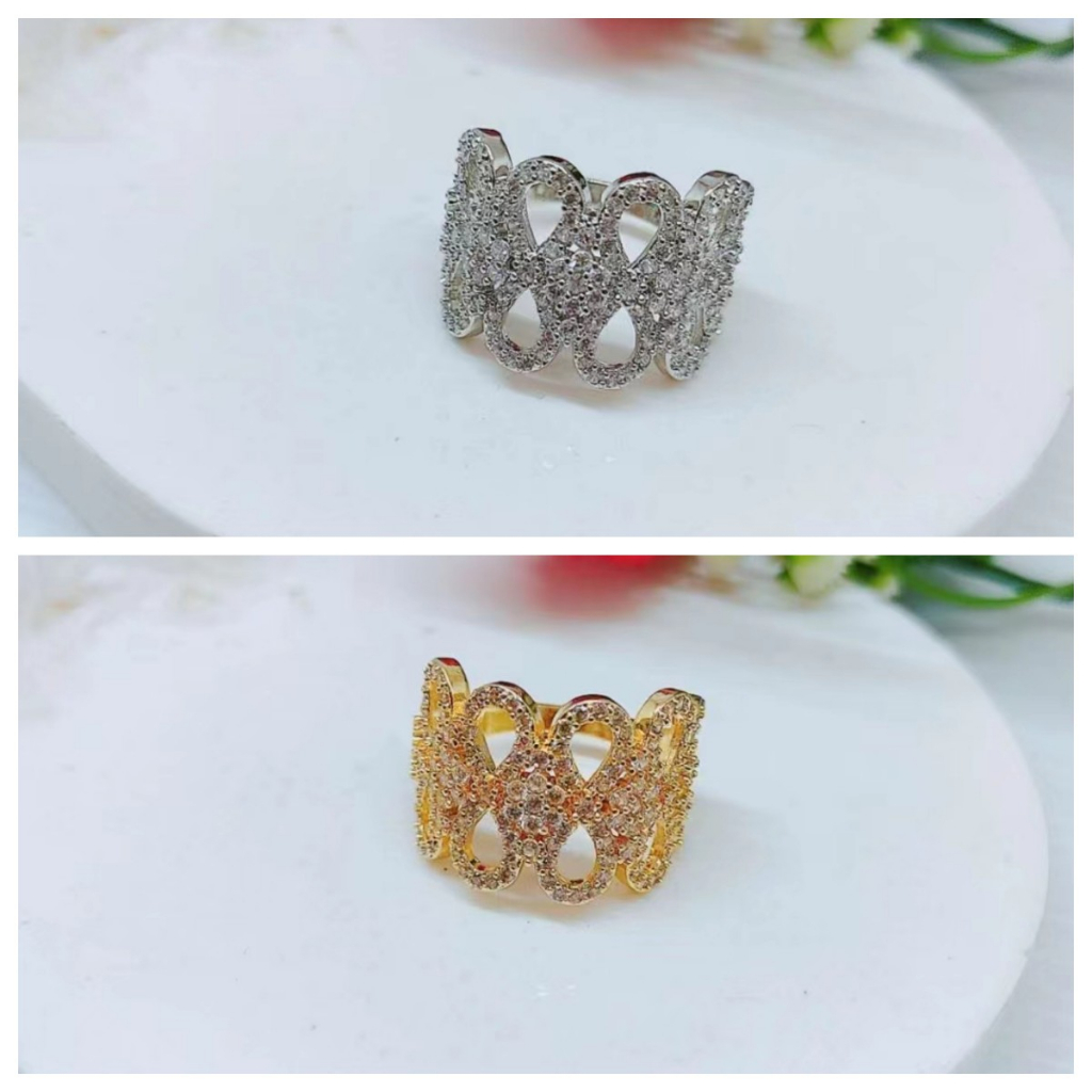 Cincin Xuping Mata Full Lapis Emas Perhiasan Wanita R047/R048