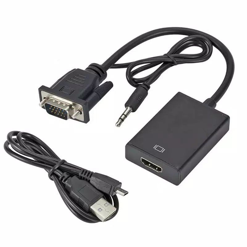 Adapter Converter VGA Male to HDMI Female Kabel Adapter Audio Port 1080