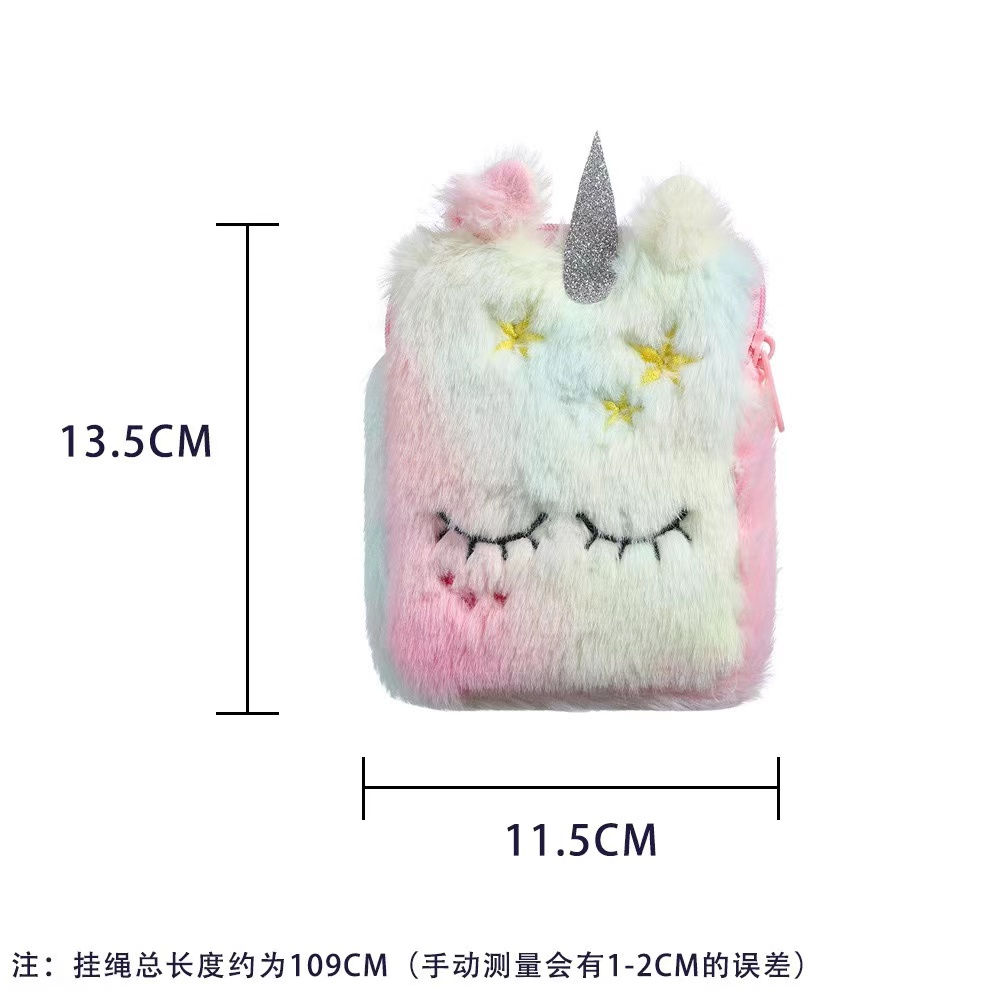 Dompet koin unicorn kartun mewah anak-anak, gadis cantik, setiap hari cocok dengan tas persegi kecil, tas Messenger, hadiah ulang tahun